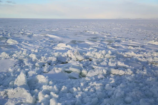 Ледовое Поле Дробленым Льдом Балтийском Море — стоковое фото