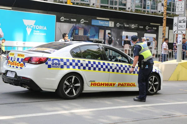 Melbourne Austrália Janeiro 2019 Polícia Victoria Oferece Segurança Durante Desfile — Fotografia de Stock