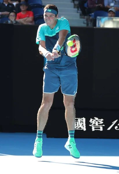 Melbourne Australia Enero 2019 Tenista Profesional Milos Raonic Canadá Acción — Foto de Stock