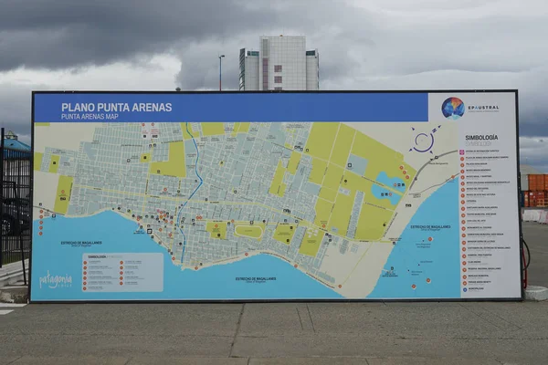 Punta Arenas Chile January 2020 City Map Sea Port Punta — Stock Photo, Image