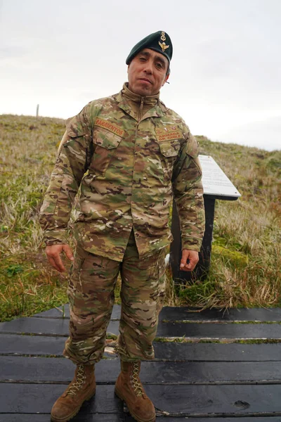 Przylądek Horn Chile Lutego 2020 Oficer Armii Chilijskiej Barrientos Który — Zdjęcie stockowe
