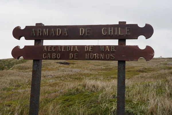 Utsikt Över Skylt Mot Cabo Hornos Nationalpark Som Ligger Hornos — Stockfoto