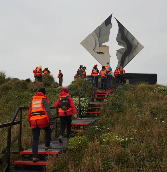 Cape Horn Chili Février 2020 Les Touristes Montent Monument Cap — Photo