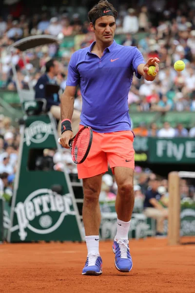 Paris France Maio 2015 Dezessete Vezes Campeão Grand Slam Roger — Fotografia de Stock