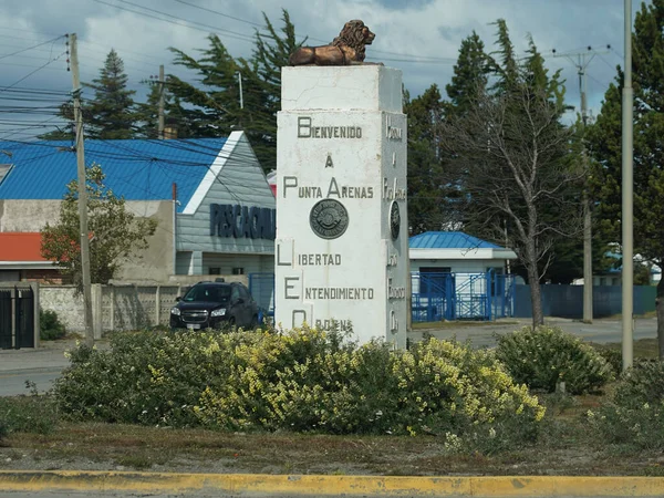 Punta Arenas Chile Januari 2020 Välkommen Till Punta Arenas Skylt — Stockfoto