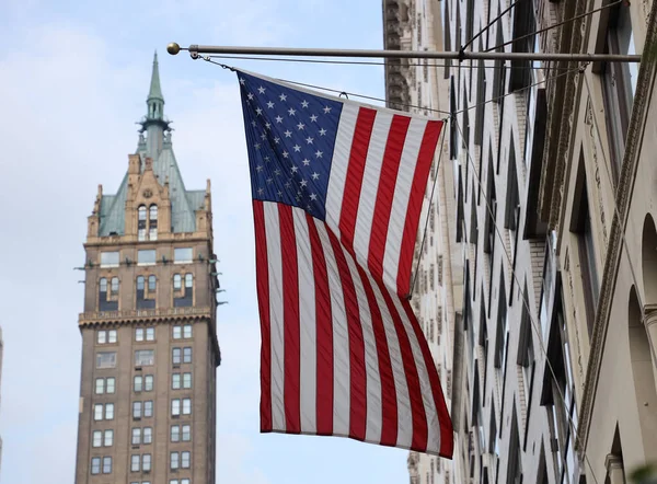 Die Amerikanische Flagge Manhattan — Stockfoto