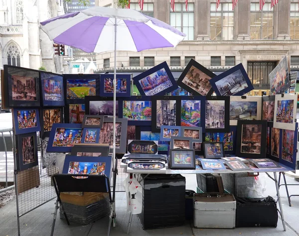 New York September 2019 Art Prints Vendor Midtown Manhattan — Stockfoto