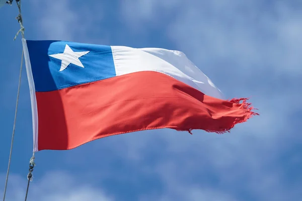 Flag Chile Chilean Flag Also Known Spanish Estrella Solitaria — Stock Photo, Image