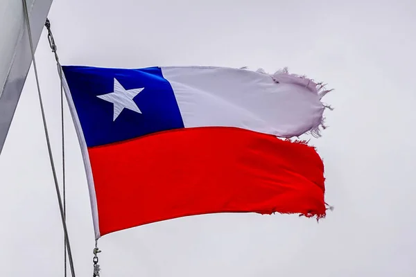 Flaga Chile Flaga Chilijska Jest Również Znana Języku Hiszpańskim Jako — Zdjęcie stockowe