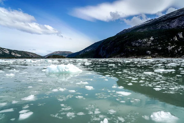 Baie Près Glacier Pia Dans Parque Nacional Alberto Agostini Dans Photos De Stock Libres De Droits