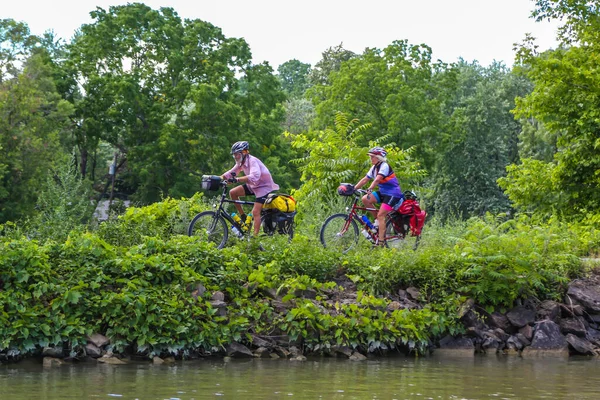 Macedon New York July 2018 Bicyclists Enjoy Ride Erie Canal — Stock Photo, Image