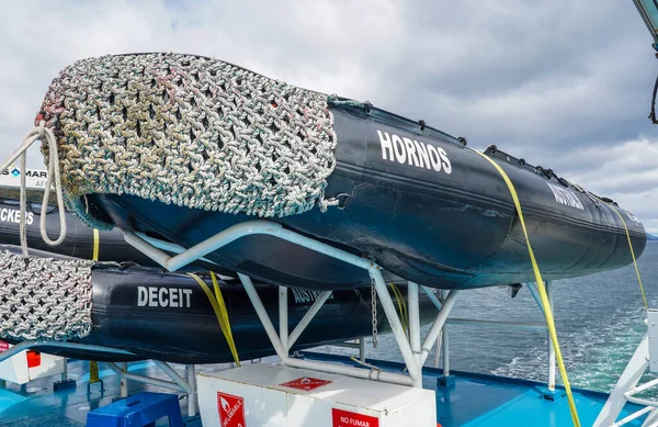 Tierra Del Fuego Chile Febrero 2020 Barco Del Zodíaco Bordo — Foto de Stock