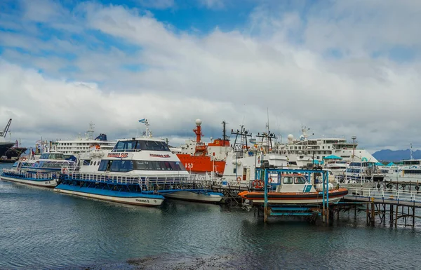 Ushuaia Argentina February 2020 Beagle Channel Cruise Catamarans Docked Ushuaia — стокове фото