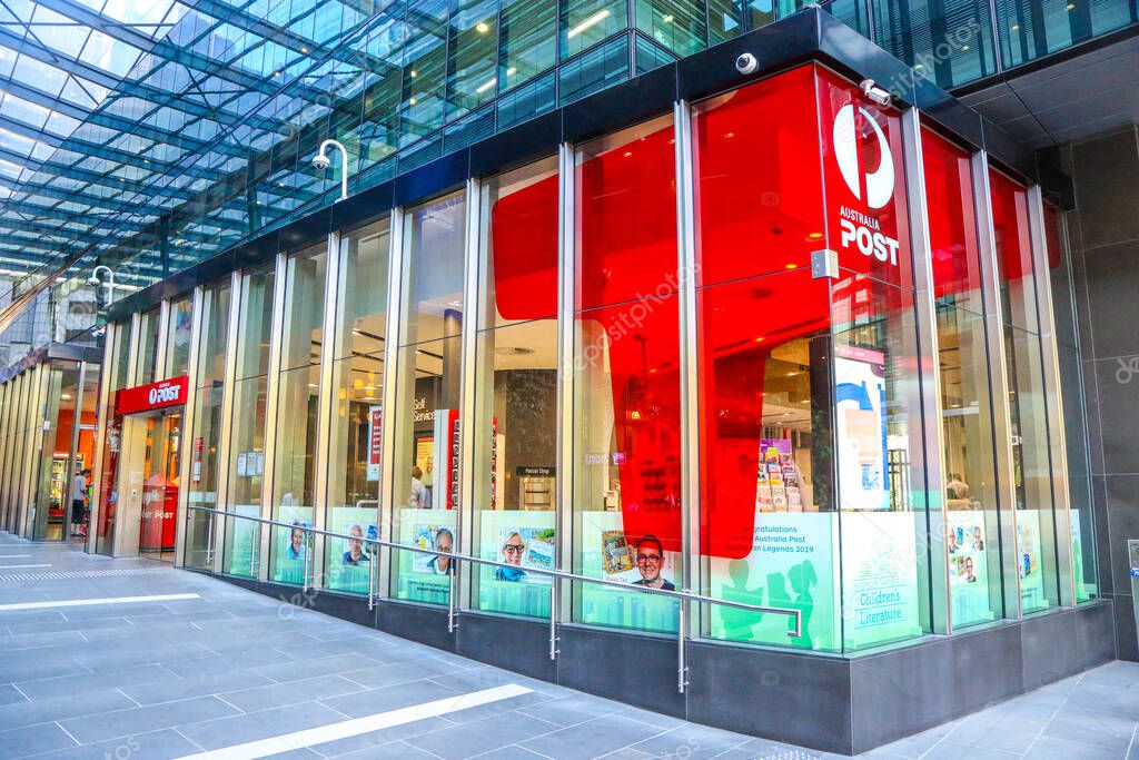 MELBOURNE, AUSTRALIA - JANUARY 21, 2019: Australia Post office in Melbourne, Australia Post provides postal services in Australia and its overseas territories and owned by Australian Government