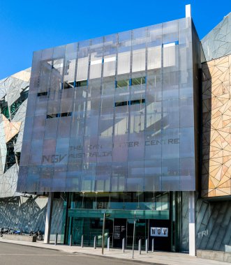 MELBOURNE, AUSTRALYA - 21 Ocak 2019: Melbourne, Avustralya 'daki Ian Potter Merkezi ve Victoria Ulusal Galerisi