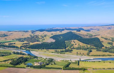 Te Mata tepesinden panoramik manzara, Hawke Körfezi, Yeni Zelanda