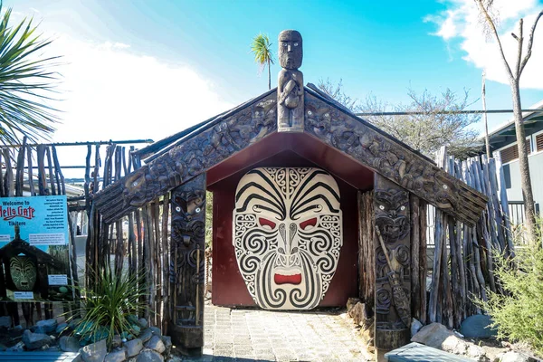 Rotorua New Zealand Februari 2019 Maori Houtsnijwerk Het Hell Gate — Stockfoto