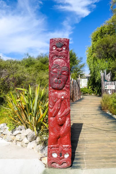 Rotorua New Zealand Februari 2019 Maori Houtsnijwerk Het Hell Gate — Stockfoto