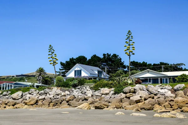 Waimarama New Zealand Styczeń 2019 Domy Plaży Waimarama Beach Hawke — Zdjęcie stockowe