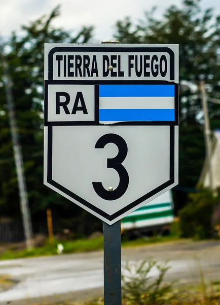National Route Ruta Nacional Road Sign Tierra Del Fuego Argentina — стокове фото