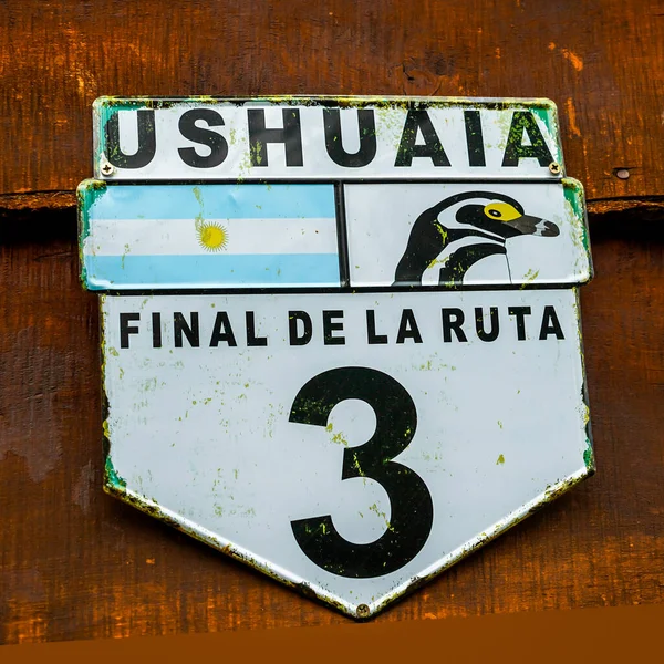 Percorso Nazionale Ruta Nacional Cartello Stradale Ushuaia Terra Del Fuoco — Foto Stock