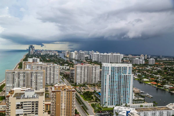 Hallandale Beach Florida Marzec 2019 Widok Lotu Ptaka Plażę Hallandale — Zdjęcie stockowe