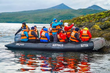 TIKLAYIN, ŞİLİ - 1 Şubat 2020: Tierra del Fuego yolcu gemisi 