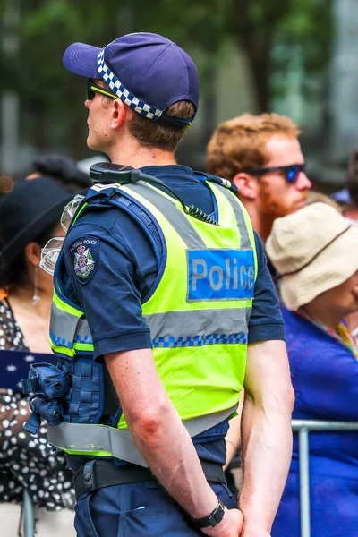 Melbourne Australia Січня 2019 Поліцейський Констебль Вікторії Забезпечує Безпеку Під — стокове фото