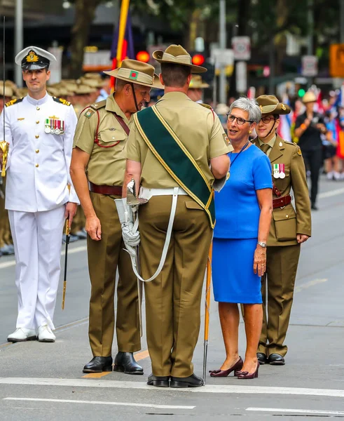 Melbourne Austrália Janeiro 2019 Governador Vitória Honra Linda Dessau Inspeciona — Fotografia de Stock