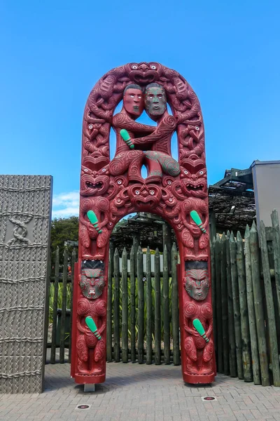 Rotorua Nieuwe Zeeland Februari 2019 Maori Carving Het Puia Park — Stockfoto
