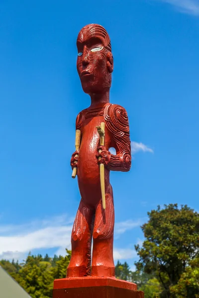 Rotorua New Zealand Luty 2019 Rzeźba Maoryska Parku Puia Puia — Zdjęcie stockowe