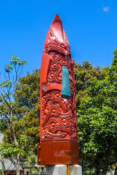 Rotorua Nouvelle Zélande Février 2019 Sculpture Maorie Parc Puia Puia — Photo