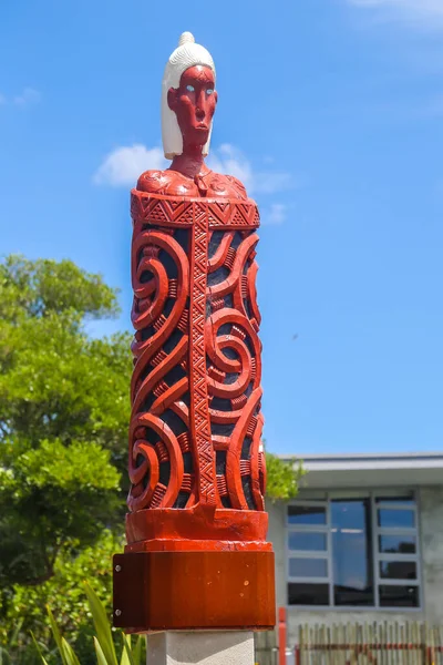 Rotorua Nouvelle Zélande Février 2019 Sculpture Maorie Parc Puia Puia — Photo