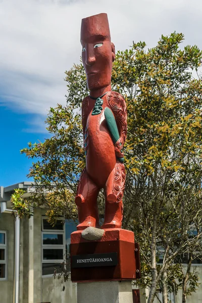 Rotorua Nouvelle Zélande Février 2019 Sculpture Maorie Parc Puia Puia — Photo