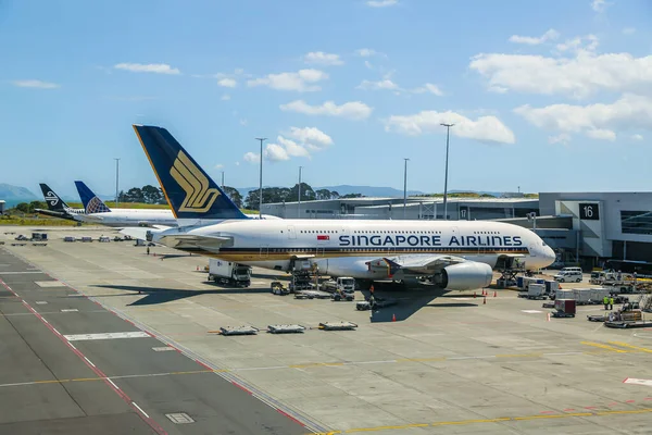 Auckland Nueva Zelanda Febrero 2019 Aviones Airbus A380 Singapore Airlines —  Fotos de Stock