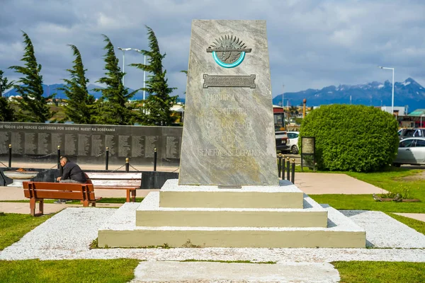 Ushuaia Argentina Febrero 2020 Monumento Histórico Nacional Malvinas Malvinas Plaza — Foto de Stock