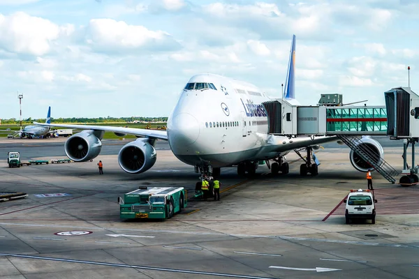 Buenos Aires Argentina Febbraio 2020 Lufthansa Airline Boeing 747 Gate — Foto Stock