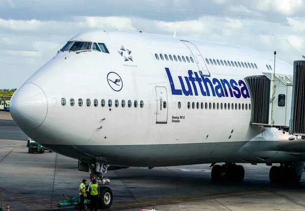 Buenos Aires Argentina February 2020 Lufthansa Airline Boeing 747 Gate — Stock Photo, Image