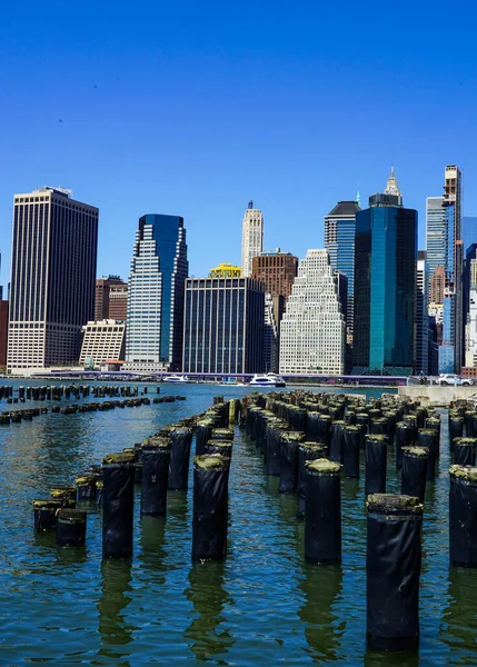 Panorama Des Toits Lower Manhattan Depuis Brooklyn Bridge Park — Photo