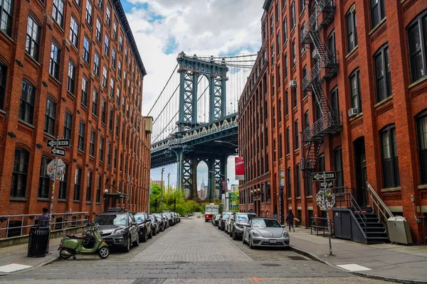 Brooklyn New York Mei 2020 Iconische Manhattan Bridge Empire State — Stockfoto