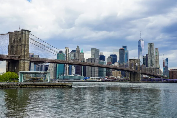 New York Mei 2020 Langit New York Dengan Jembatan Brooklyn — Stok Foto