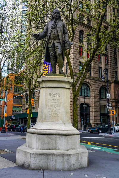 Nueva York Mayo 2020 Estatua Benjamin Franklin Nueva York —  Fotos de Stock