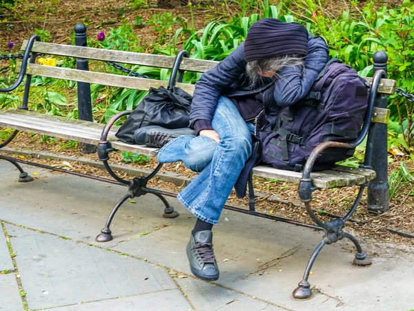 Nova Iorque Maio 2020 Homeless Man New York City Hall — Fotografia de Stock