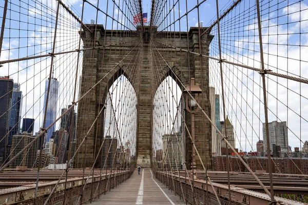 Ponte Vazia Brooklyn Durante Bloqueio Pandemia Coronavírus Covid Nova York — Fotografia de Stock