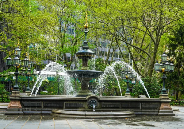 New York Mai 2020 Fontaine City Hall Park Manhattan Première — Photo