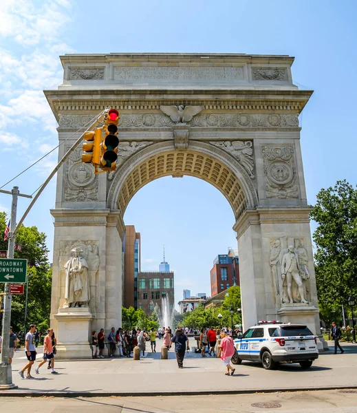 New York Juillet 2018 Washington Square Arch Commencée 1892 Elle — Photo