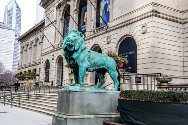 Chicago, IlLINOIS - 12 Mart 2019: Şikago Sanat Enstitüsü 'nde Güney Aslan, Kemeys tarafından 