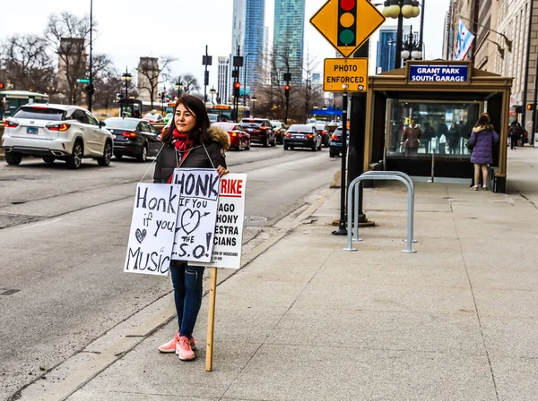 Chicago Illinois March 2019 Members Chicago Symphony Orchestra Carry Signs — Stock Photo, Image