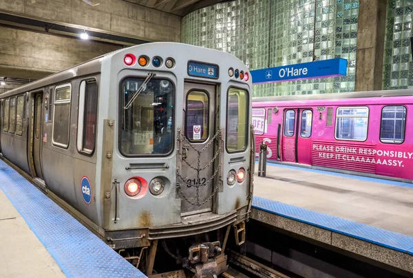 Chicago Illinois Marca 2019 Terminal Blue Line Międzynarodowym Lotnisku Hare — Zdjęcie stockowe