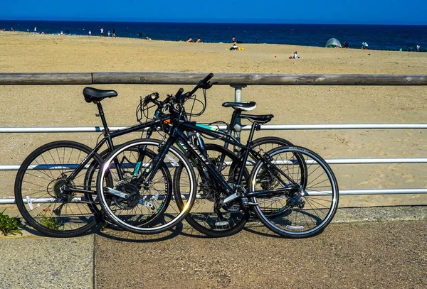 Bicycles Parked Riis Park Boardwalk Far Rockaway New York — Stock Photo, Image